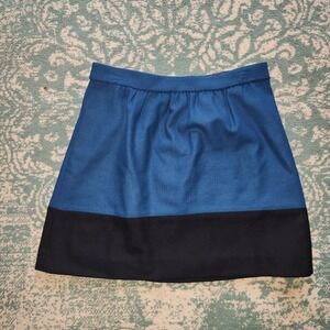 Womens J CREW WOOL Skirt. Size 10. Zippered closure. Blue & Black